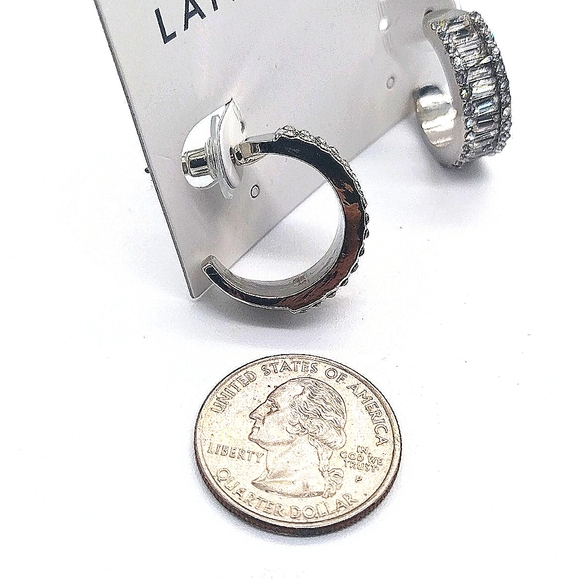 Baguette Pave 1" Huggie Hoop Earrings by Lane Bryant - Picture 5 of 6